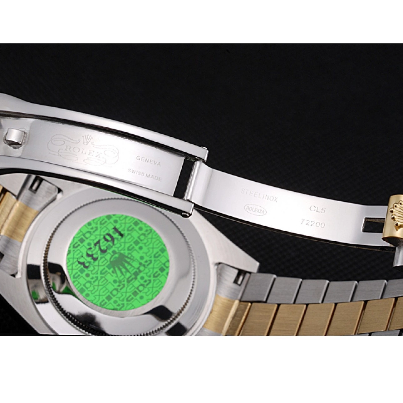 Aaa replica watch Plated Rolex Tone Day-Date Steel 18k Stainless Gold Dial Two Gold 0804